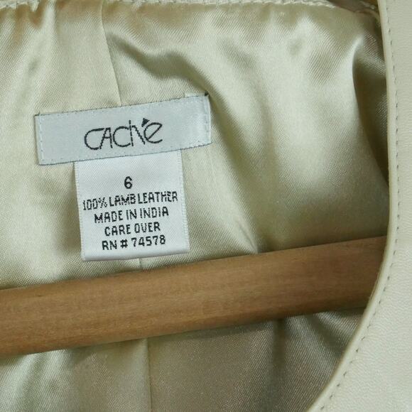 Cache Size 6 Top Lamb Leather Waistcoat Vest Minimal Old Money Fitted Neutral - Picture 2 of 12